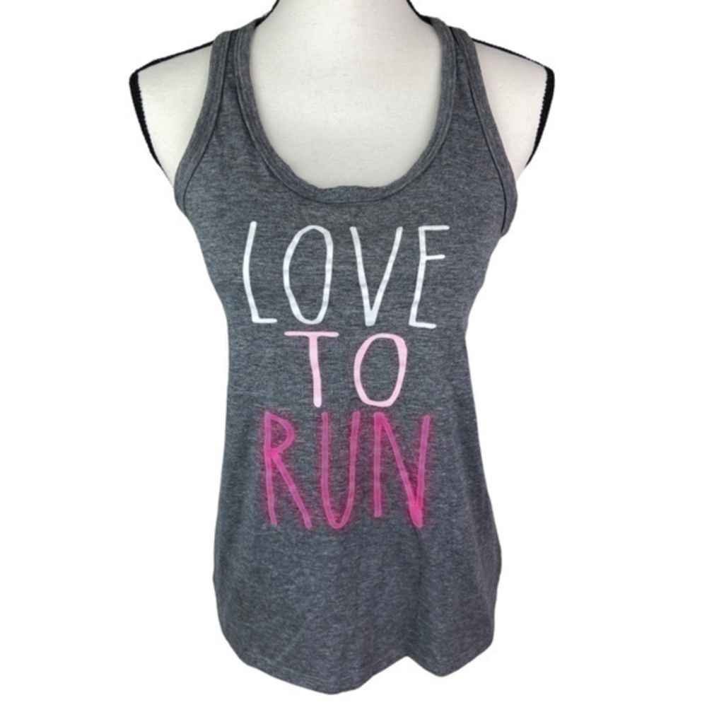 Danskin Now Top Loose Womens Size S Heather Gray Love To Run Tank Top